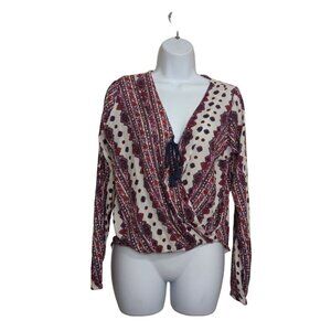 Hollister Women's Boho Wrap High low Blouse Top V-Neck  size S
